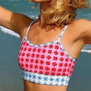 Lime Ricki Retro Plus Size Colorful Long Bikini Tankini Crop Swimsuit Top